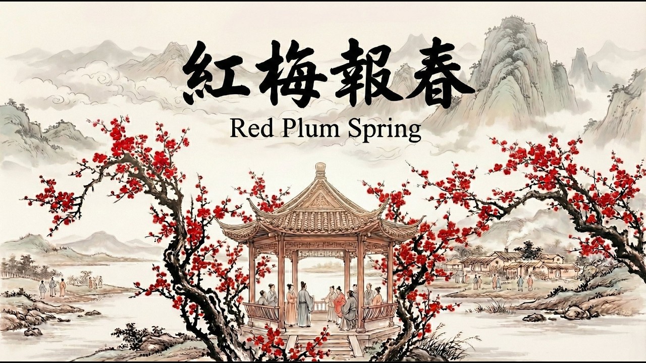 傳統中國風音樂/ 紅梅報春 (Red Plum Spring) /1 Hour Traditional Chinese Music / Guzheng & Bamboo Flute