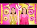 EATING FOODS OF ONE COLOR CHALLENGE || Gold Food VS Pink Food by 123 GO! SCHOOL