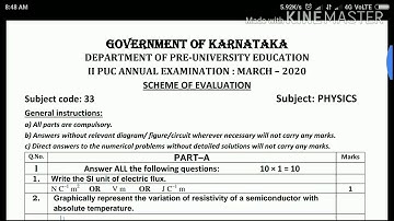 2nd PUC Physics key answers karnataka released by PU Board