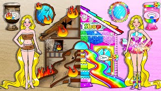 DIY Poor House VS Rainbow House Handmade   Barbie's New Home Quietbook  Barbie Land