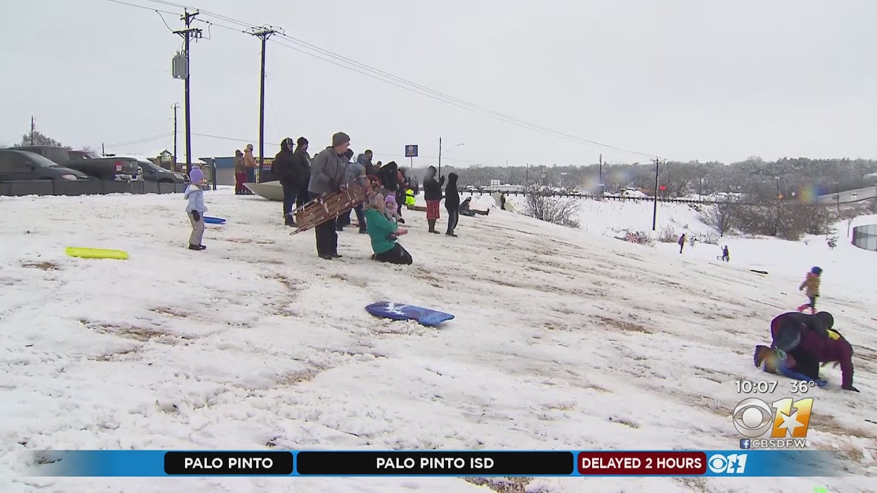 Stephenville Sees Nearly Half A Foot Of Snow, Residents Take Chance To Sled And Snowboard