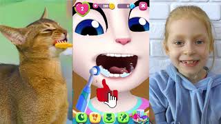 🦷SOFIA bắt chước bạn của mèo Tom,😸 mèo Angela 3 ❤️ 💋 Sofia &amp; Dima Vlog