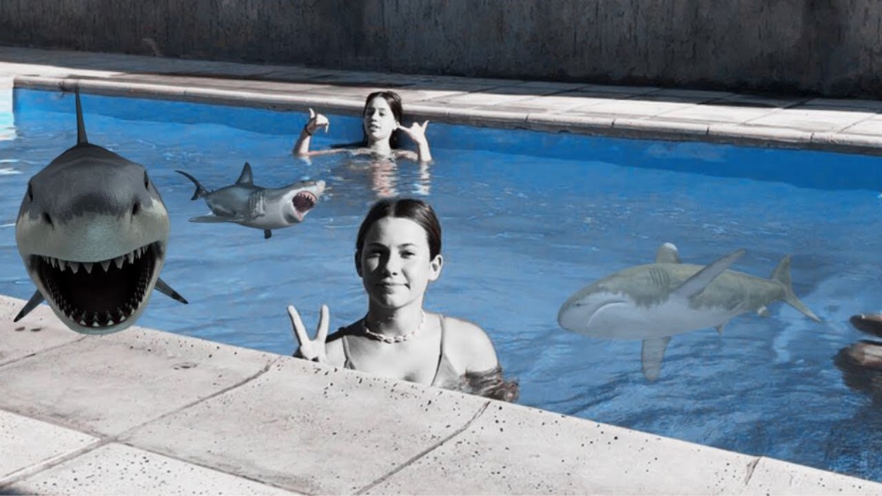 Jaz se mete a una pileta con tiburones/ 99% REAL 1% FAKE