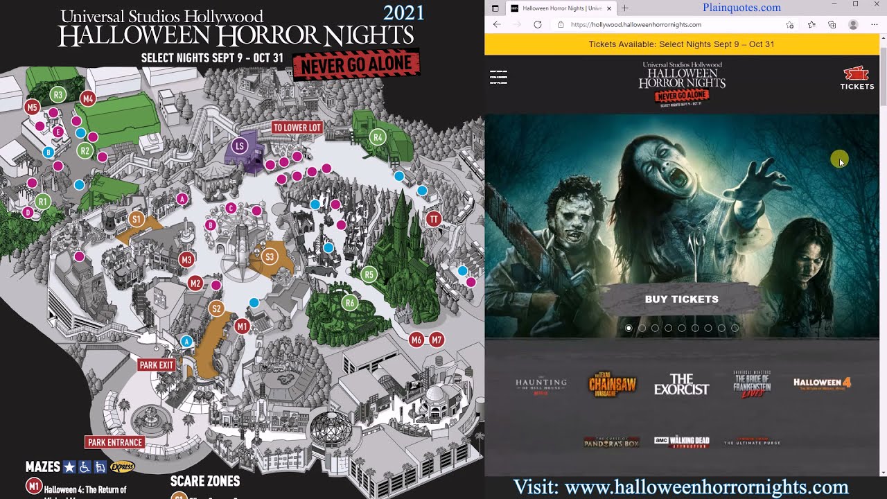 2021 Hollywood Halloween Horror Nights Park Map YouTube
