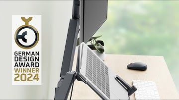 Bras pour écran double peu encombrant avec extension pour ordinateur portable Leitz Ergo (FR)