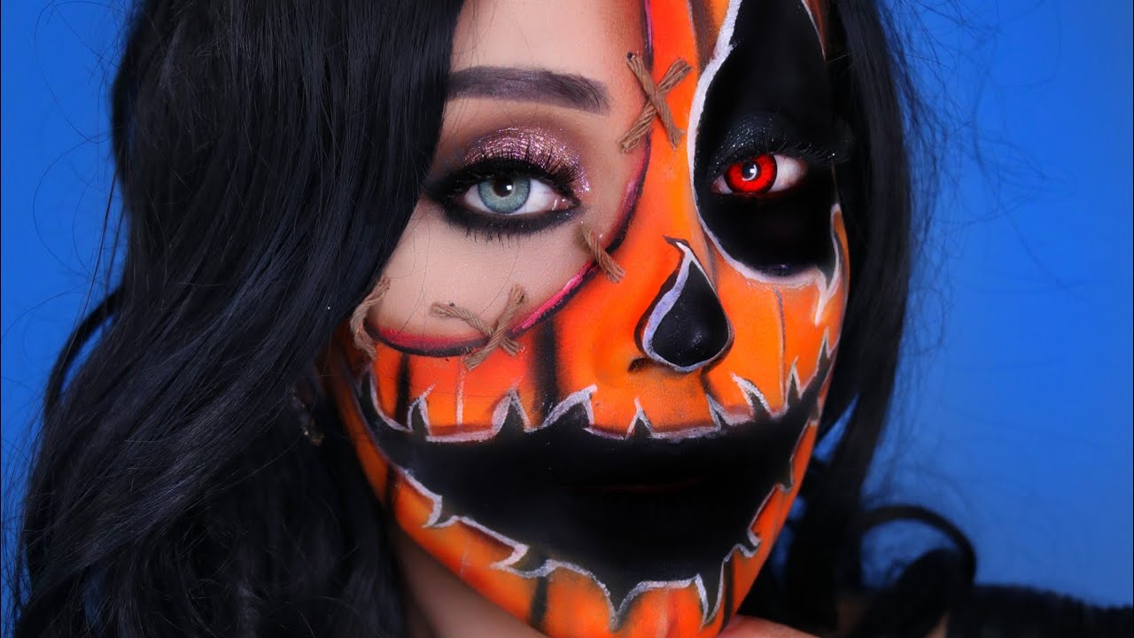 Pumpkin Face Halloween Makeup Tutorial - Tutorial de Maquiagem halloween abóbora