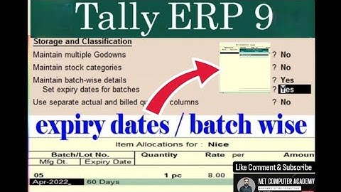 Expiry Date Option in Tally #expiry #tallyprime #tallyerp9 #ytvideo