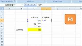 Excel Video Deutsch -Zelle Absolut Fixieren Mit Taste F4