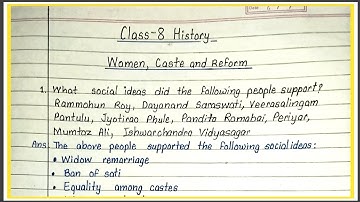 women caste and reform class 8 question answer | class 8 history ch 7 question answer |