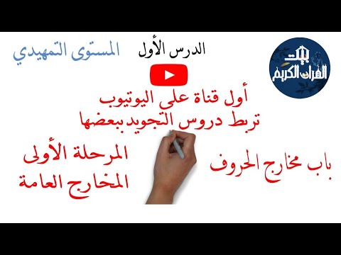 باب مخارج الحروف الدرس الأول المستوى التمهيدي المخارج العامة التدريبات على المخارج العامة تجويد