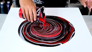 Only 3 Colors and a Crazy Design! - Red, Black, Silver - Acrylic Painting - Acrylic Pouring