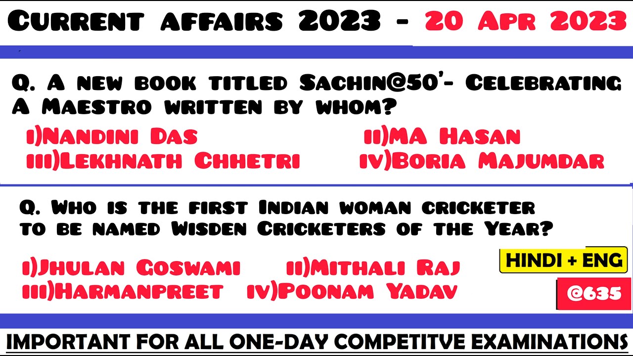 20 April 2023 Current Affairs Questions | Daily Current Affairs ...
