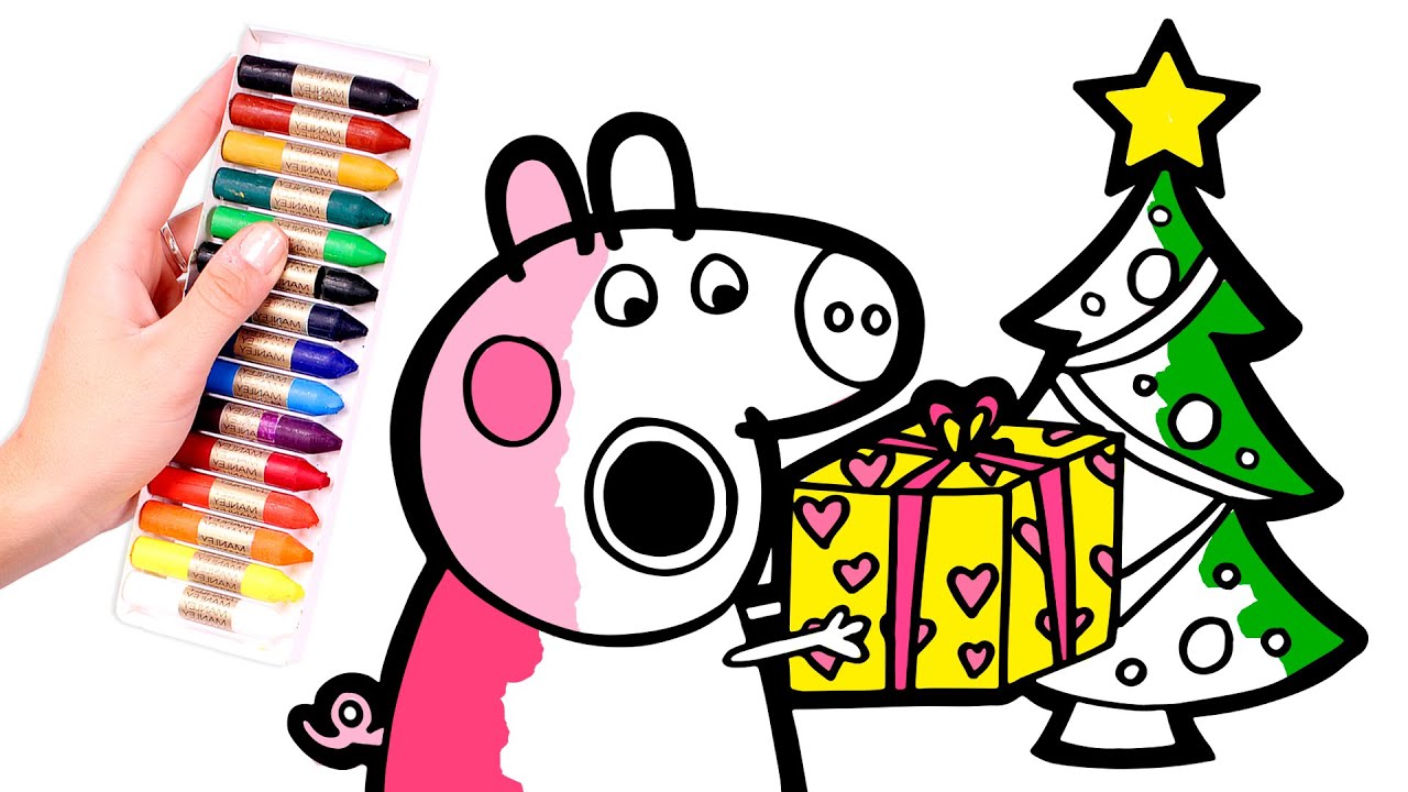 ⁣Dibuja y Colorea a PEPPA PIG en NAVIDAD 🐷🌈🎁 Dibujos para niños