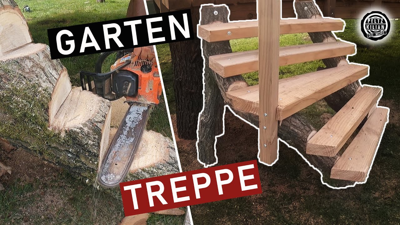 Treppe aus Holz selber bauen Aufgesattelte Baumstamm Treppe YouTube