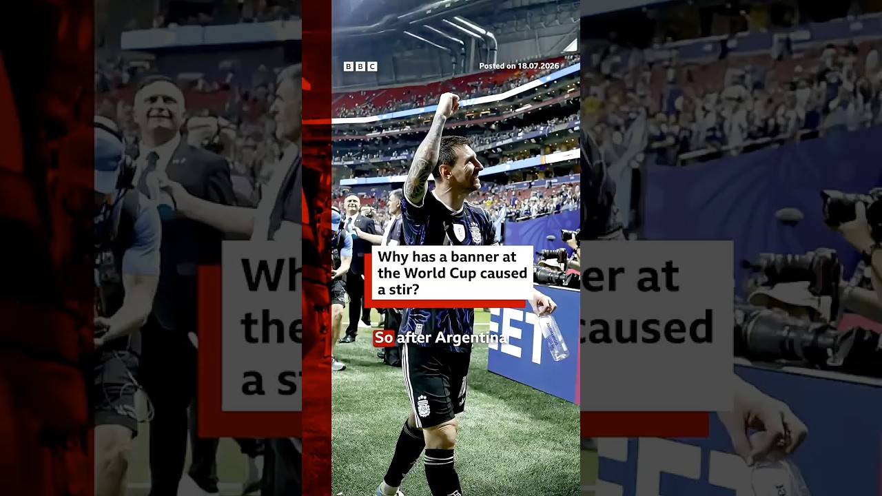 Why has a banner at the World Cup caused a stir? #Argentina #Falklands #BBCNews