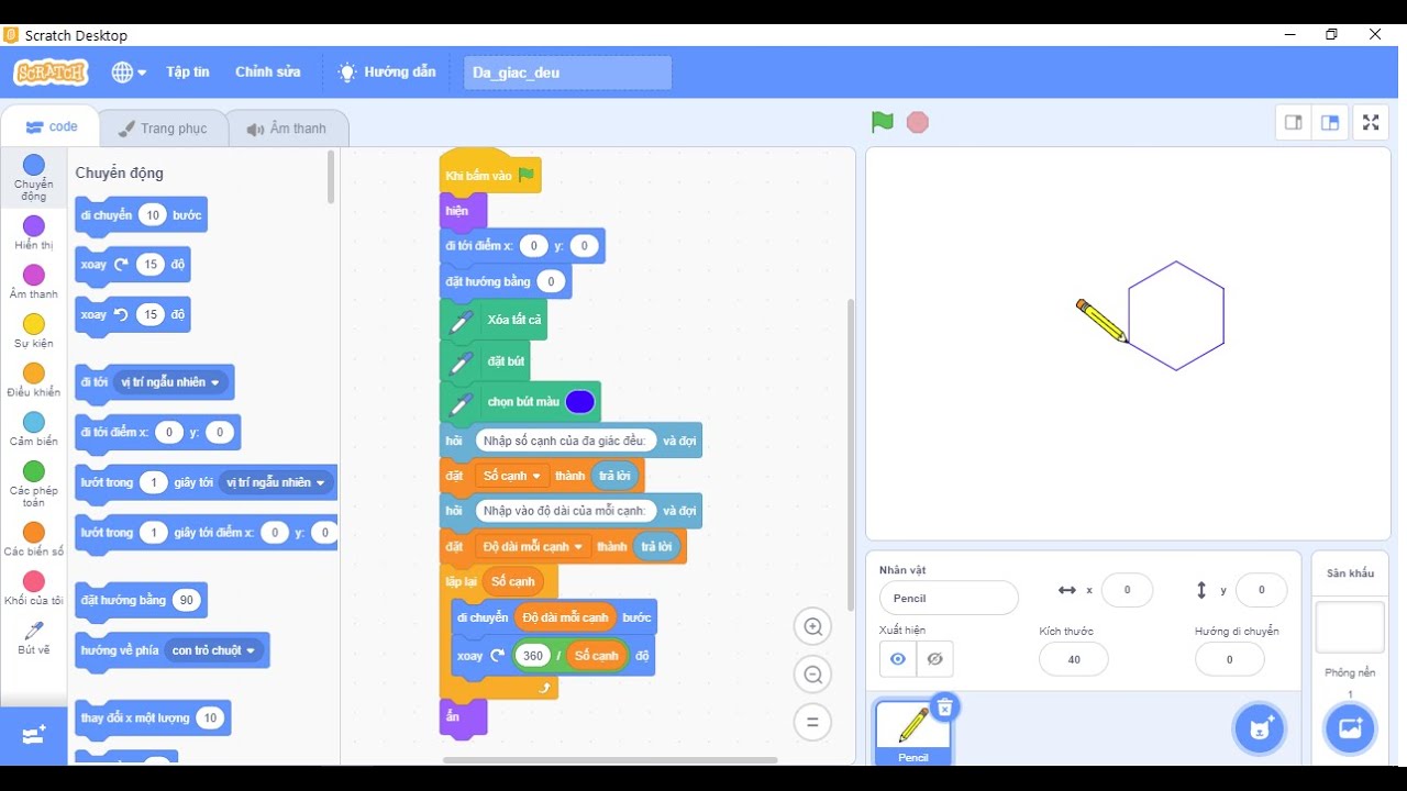 Lập trình Scratch] Vẽ nhiều giác đều nhập Scratch - YouTube