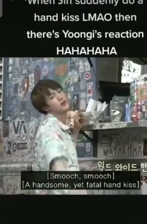 Hahaha 🤣 jin hard kiss and yoongi reaction lol 😂😂#bts #shorts #jin #yoongi #funnybts