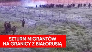 Szturm na polską granicę. Kamera nagrała atak migrantów ze strony białoruskiej