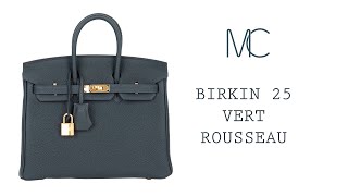 Hermes Birkin 25 Bag Vert Rousseau Togo Gold Hardware • MIGHTYCHIC • 