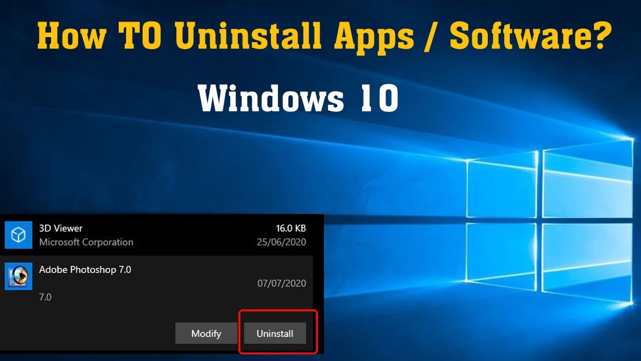 How To Uninstall Apps / Software in Windows 10 | Delete Program win10 ...