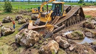 Full MIND BLOWING!! EXTREME LAND FILLING! KOMATSU D41P Bulldozer Pushes Massive Rocks & Dirt from 25 Ton Update