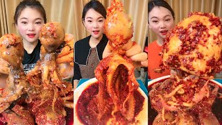 Eating crazy Spicy Octopus challenge - Big stomach king - eating show [89]