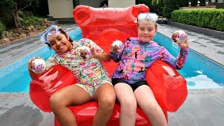 giant gummy bear chair pool party lol surprise baby dolls