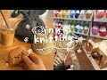 vlog🪞オリジナルair podsケースを編む🧶/毛糸を巻く/カフェで編み物☕️