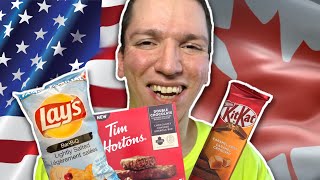 AMERICAN vs CANADIAN SNACKS TASTE TEST !!!