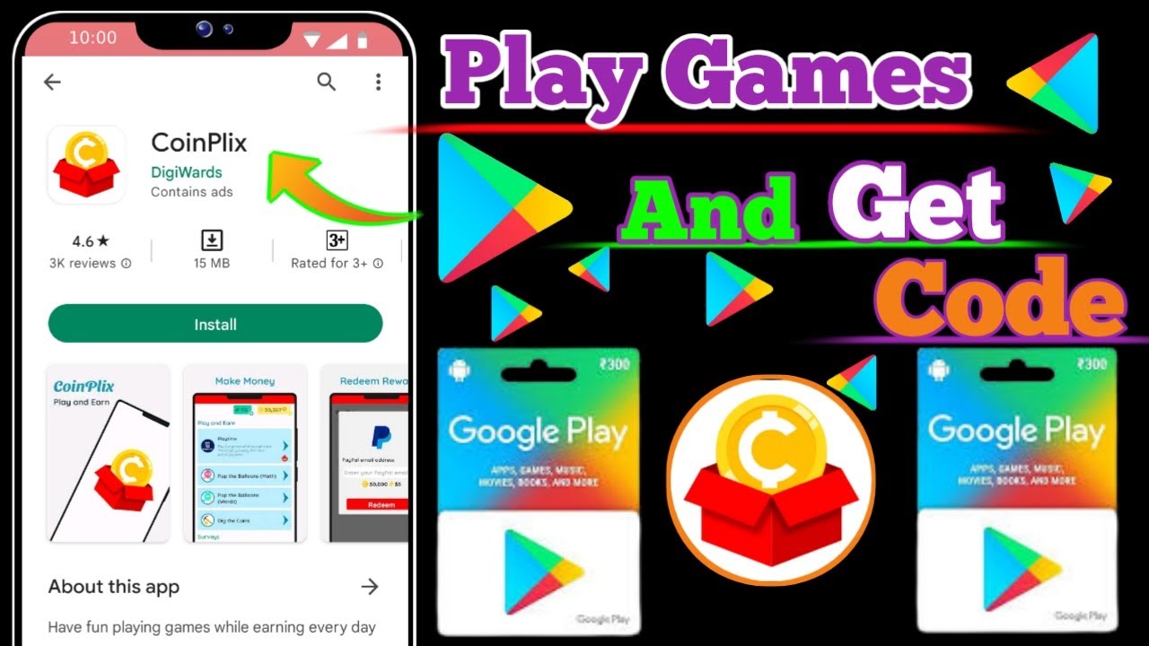 CoinPlix App | Google play Gift Card Earning App | Free Redeem Code | New Redeem Code Earning App