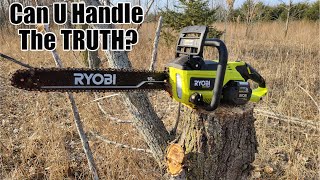 Ryobi 40Volt 18' Chainsaw Review Model RY40508  | Faster Than Milwaukee Saw! | RYOBI's G.O.A.T.