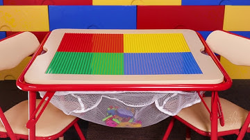Metal Play Table & Chairs – Flip Top, Dry Erase/Building Blocks