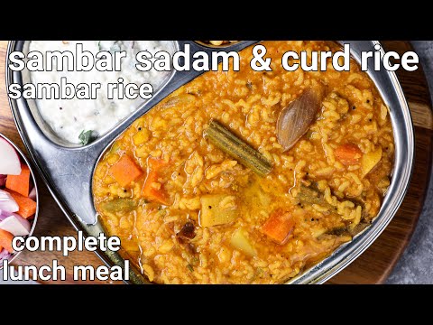 hotel style sambar rice amp curd rice lunch combo recipe  one pot meal sambar sadam amp curd rice