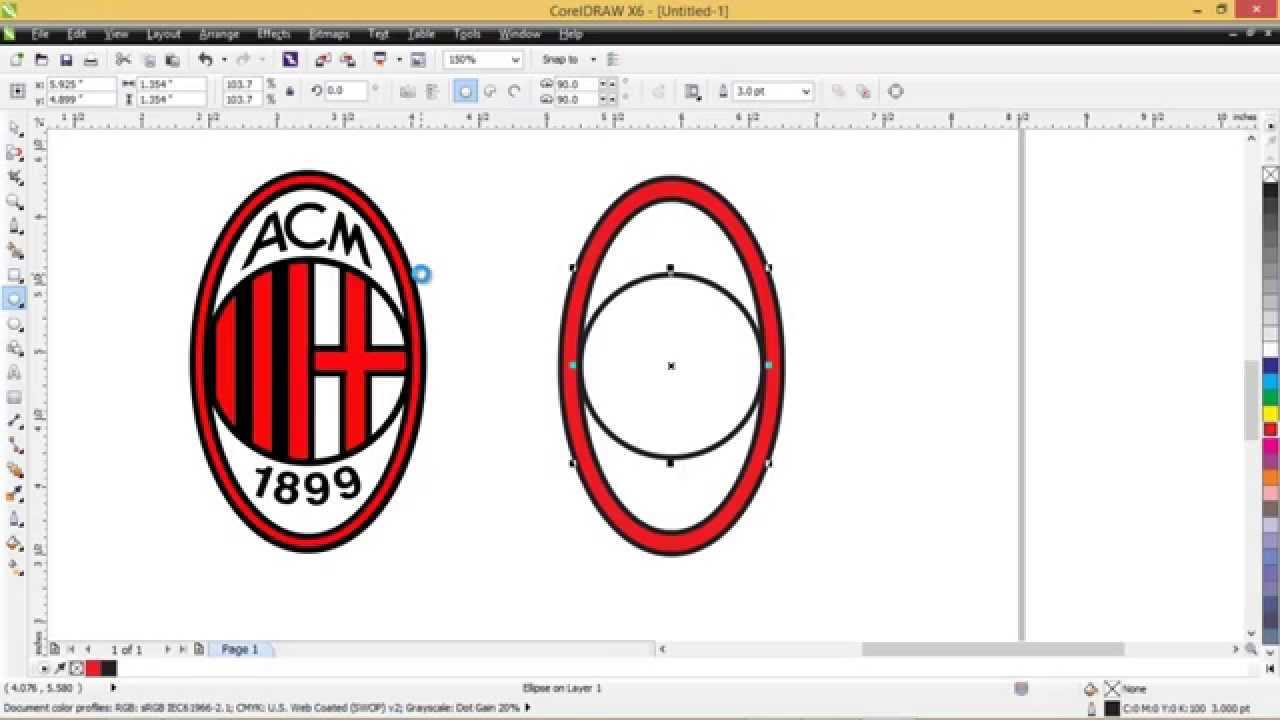 Cara Membuat Logo Ac Milan Dengan Coreldraw X6 Youtube