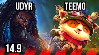 UDYR vs TEEMO (TOP) | 3/0/8, 900+ games | KR Challenger | 14.9