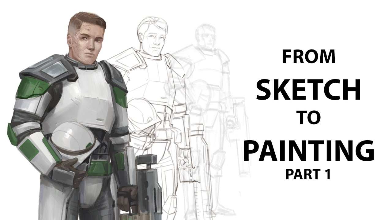 Character Illustration Process: Sketch to Painting - Part 1 - YouTube