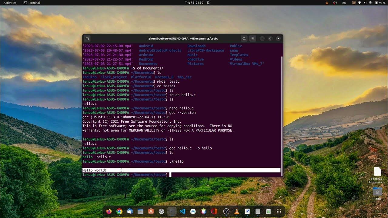 #39 How to print Hello World in ubuntu 22.04 by terminal nano ...