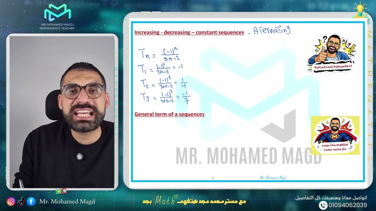 Secondary Two - Pure Mathematics - Algebra - Lesson 1 The sequence - Summary ملخص لشرح الدرس