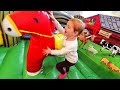 FAMILY DAY with Adley and Baby Brother!! pretend play inflatable spirit the horse and farm animals! Mp3 Song