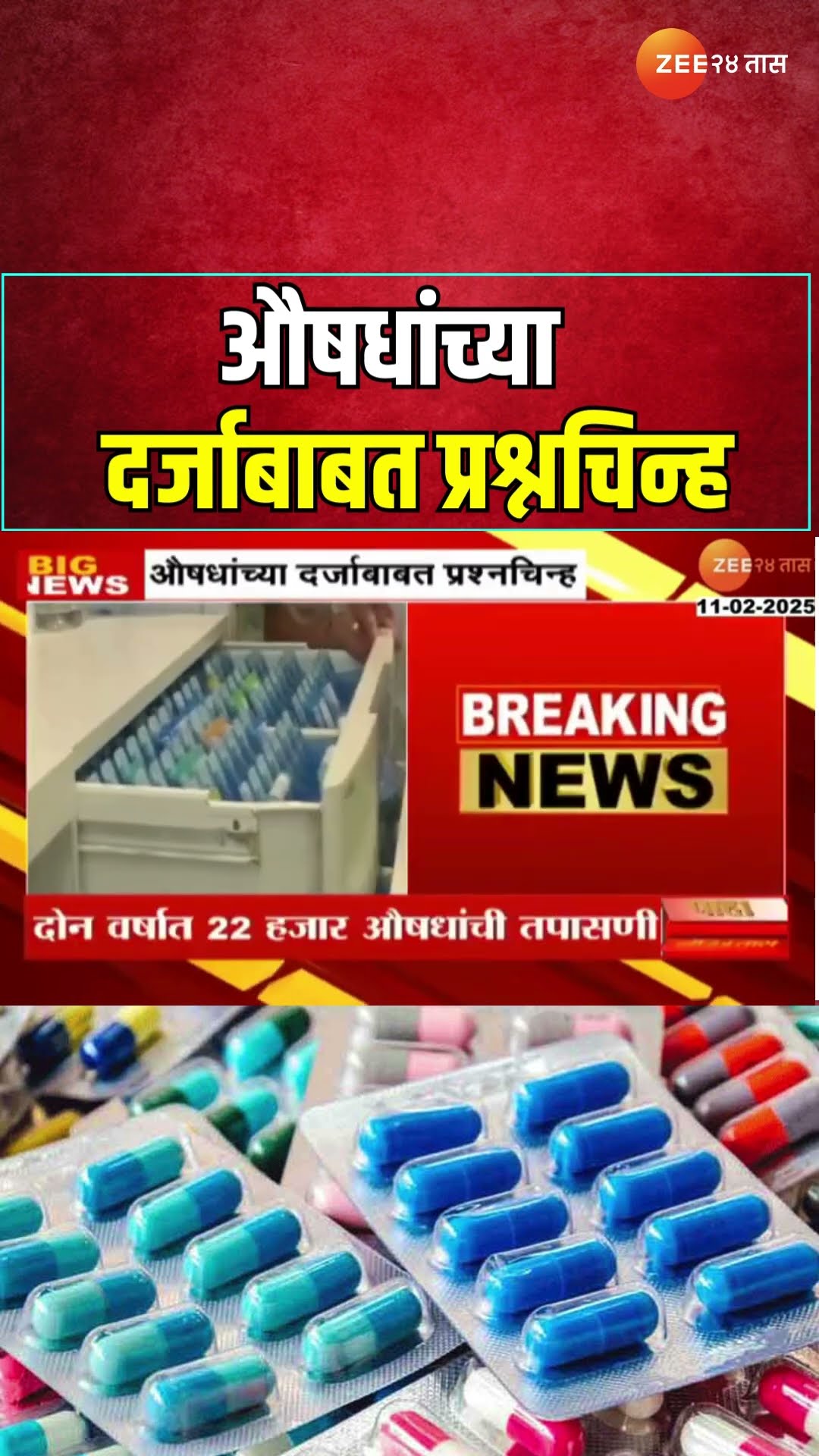 India Medicines Quality Test | औषधांच्या दर्जाबाबत प्रश्नचिन्ह;  22 हजारांपैकी 8औषधं कमी दर्जाची