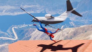 Gta 5 - Spiderman Vs Giant Ramp Stunts Jumps/Fails (Euphoria Ragdolls)