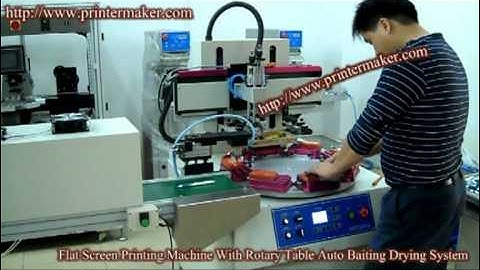 Flat Screen Printing Machine With Rotary Table Auto Baiting Drying System For Pen