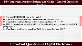 MCQ Questions Number Systems and Codes - General Questions with Answers