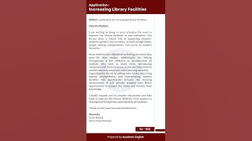Application for increasing Library Facilities | Formal Letter Writing