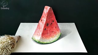 How to draw 3D Art - Drawing Watermelon [그림 그리기]