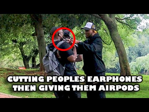 Cutting Peoples Earphones, Then Giving Them Airpods