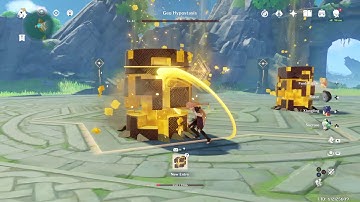 Genshin impact how to defeat a Geo Hypostasis in single player mode / no health