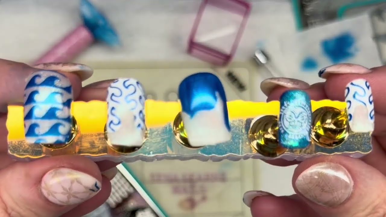 Nail stamping quick mani idea.