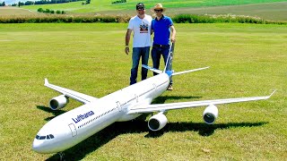 GIGANTIC !!! AIRBUS A340-600 / AWESOME RC TURBINE JET MODEL AIRLINER / STUNNING FLIGHT DEMONSTRATION