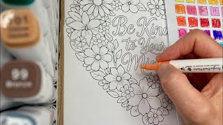 Satisfying Flower & Heart Coloring Page 🌸 Marker ASMR (No Talking)